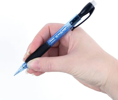 Vista 6 de Pentel Champ - Lápiz automático, mina de 0.5 mm, cuerpo azul, caja de 12 (AL15C)