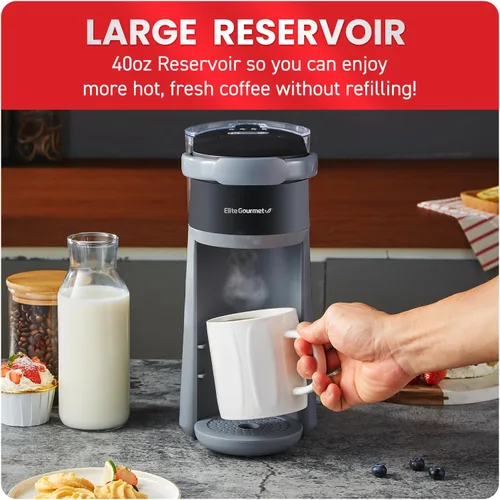 Vista 4 de Elite Gourmet EHC323 - Cafetera de cápsulas 2 en 1 con tecnología de preparación rápida, capacidad de preparación de 6 ~ 12 onzas, K-Cups y molidos