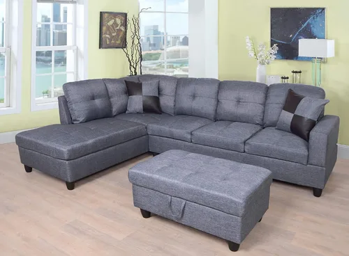 Vista 11 de Beverly Fine Furniture Andes - Juego de sofá de piel de microfibra con otomana, color marrón