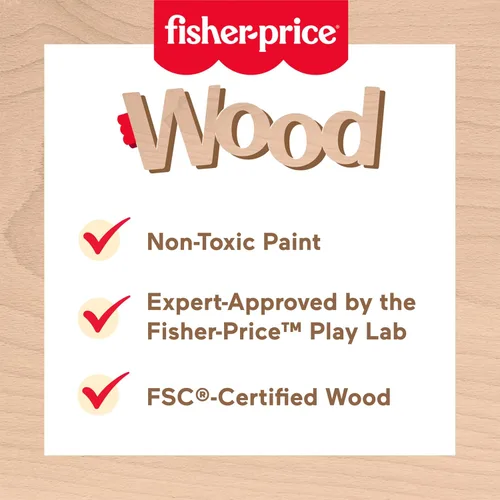 Vista 5 de Fisher-Price Conjunto de Pastel de Juguete de Madera de Juego de Simulación, 14 Piezas de Comida de Madera para Decorar y Servir para Juego de Niños