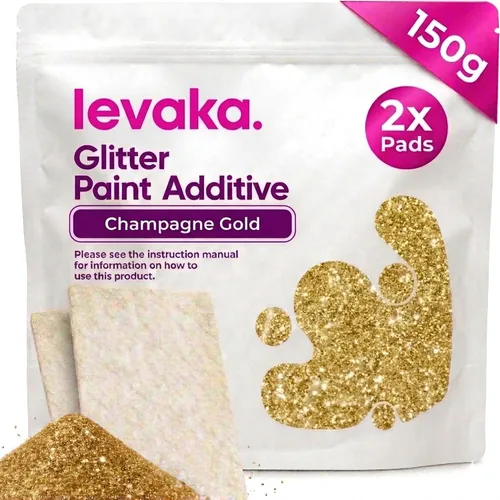 Levaka - Brillantina dorada champán para pintura, 5.3 onzas con 2 almohadillas de pulido, purpurina para pintar paredes para un acabado de pintura