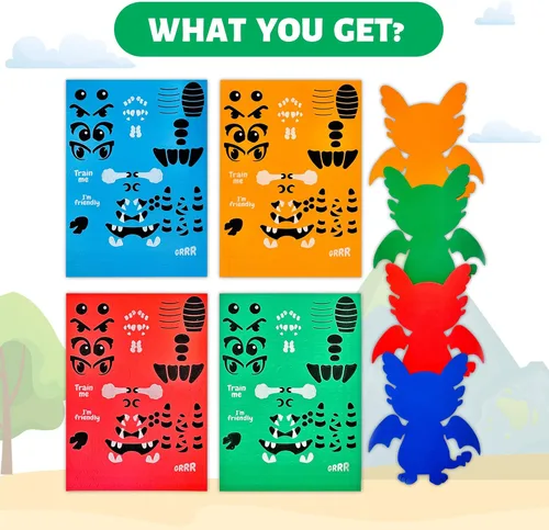 Vista 3 de VKPI Kit de regalo de 4 piezas de espuma EVA, creativo para hacer tu propio dragón, proyectos de manualidades de papel de espuma de dibujos animados