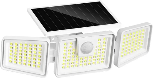 Vista 9 de INCX 156 luces LED solares de movimiento para exteriores, paquete de 2, 3 cabezales de luces solares de seguridad con sensor de movimiento IP65