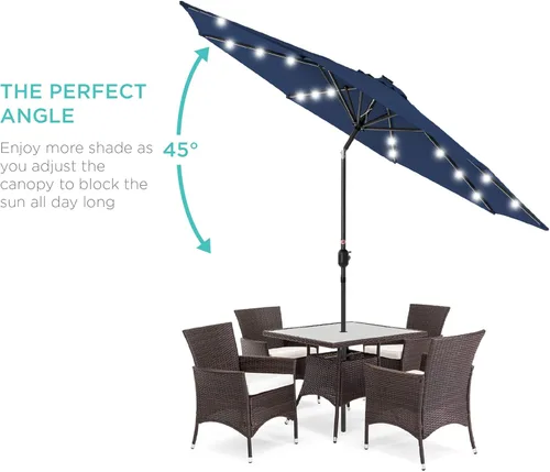Vista 2 de Best Choice Products 10ft Solar Polyester LED Lighted Patio Umbrella wTilt Adjustment and UV-Resistant Fabric