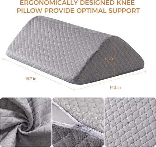 Vista 2 de Almohada de cuña de rodilla de 6.3 pulgadas para recuperación poscirugía, soporte de elevación de piernas para posición de sueño, alivia el dolor