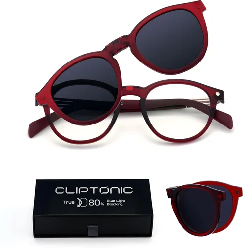 Vista 9 de 2-in-1 Magnetic Clip- On Blue Light Blocking Glasses with Case, Anti-Reflective Computer Eyewear for Men & Women