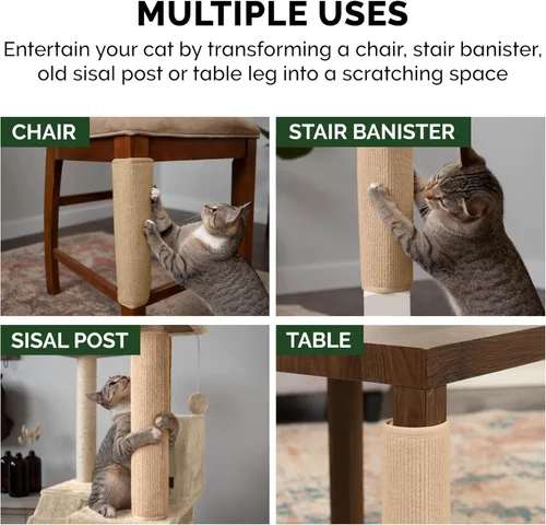 Vista 5 de Furhaven Funda para poste rascador envolvente para gatos de interior, se adapta a postes de hasta 3.5 pulgadas de diámetro, duradera y menos