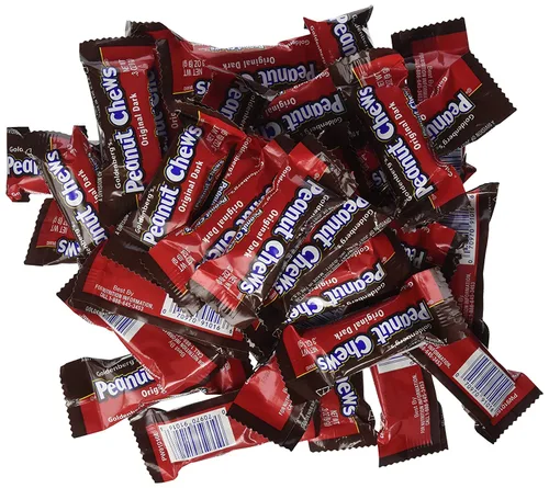 Vista 2 de Goldenberg's Masticables de cacahuete de chocolate negro – Goldenberg's Milk Chocolate Peanut Chews – Surtido de mini barras de caramelo a granel
