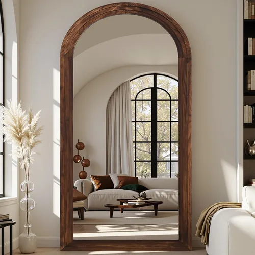Vista 20 de Espejo de longitud completa, espejo de madera de 71" × 32" con soporte, espejo de piso de madera, espejos de pie de gran tamaño, espejos de pared