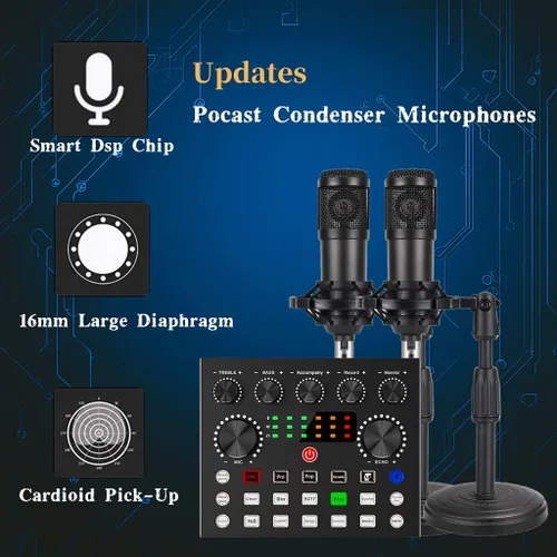 Vista 2 de V8s para 2, cambiador de voz V8s con micrófono de podcast BM-800 - Micrófono condensador de estudio perfecto para podcasting, grabación, canto