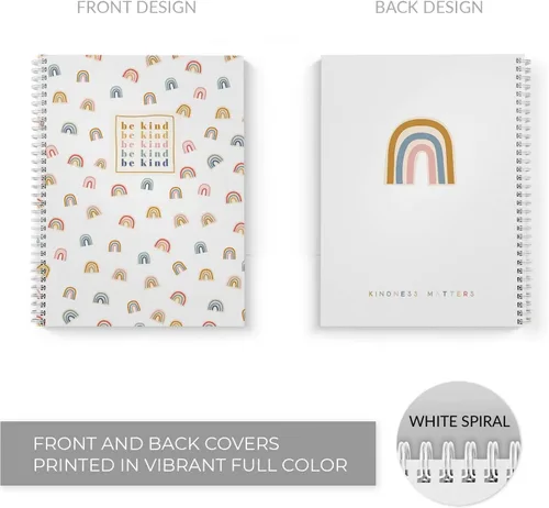 Vista 4 de Gotcha Covered Notebooks Be Kind Modern - Cuaderno de espiral arcoíris / diario de 8.5 x 11 pulgadas / 120 páginas con rayas anchas/tapa blanda