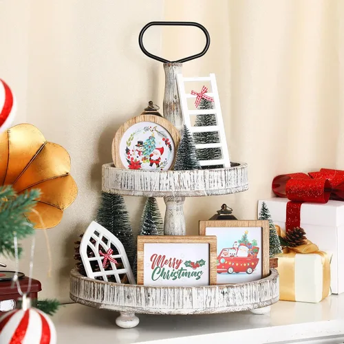 Vista 6 de Bencailor Juego de decoración de bandeja escalonada de 48 piezas intercambiables para temporada, decoración de granja, vacaciones y Halloween