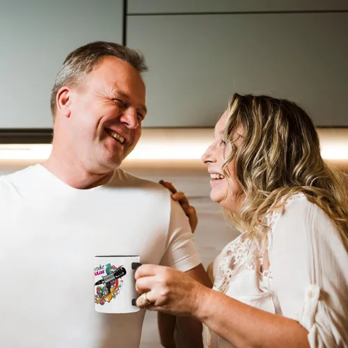 Vista 4 de 3D Rose 115368_4 - Taza de cerámica de dos tonos, 11 onzas, color negro y blanco