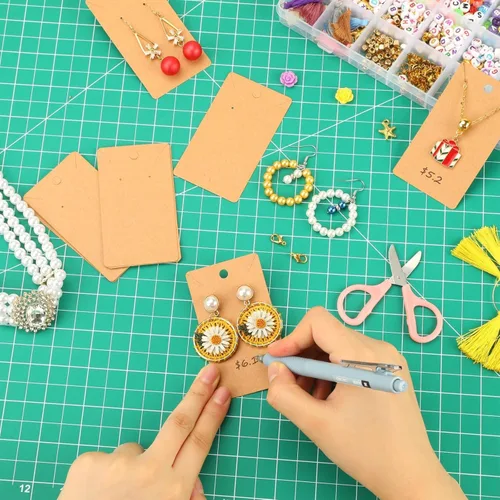 Vista 3 de ovsor 350 tarjetas de exhibición de aretes, 3.5 x 1.96 pulgadas, resistentes tarjetas de aretes para aretes, collares, joyas