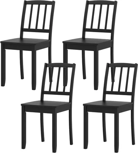 Vista 9 de NAFORT Juego de 2 sillas de comedor de madera, color negro, sillas de cocina sin brazos con marco de madera de goma maciza, almohadillas
