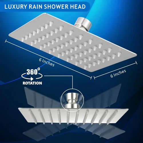 Vista 7 de Voolan Cabezal de ducha tipo lluvia, cabezal de ducha de alta presión hecho de acero inoxidable 304, experiencia de ducha relajada incluso con bajo
