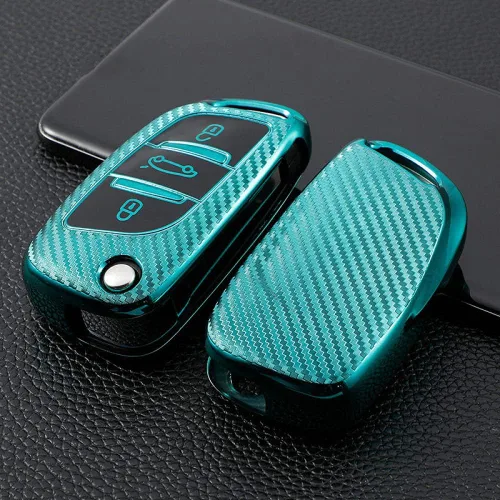 Venus-David 3 Button TPU Car Key Case Key Case for Peugeot Citroen C1 C2 C3 C4 C5 DS3 DS4 DS5 DS6 Green