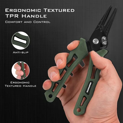 Vista 6 de KastKing Cutthroat - Alicates de pesca de 7 pulgadas con anillo dividido, herramientas de pesca de acero inoxidable 420, equipo de pesca resistente