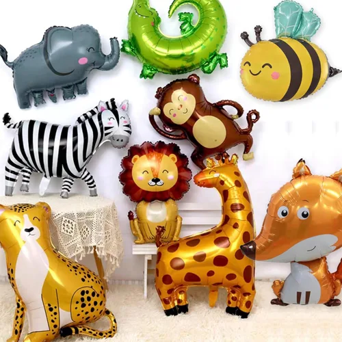 Vista 5 de Globos de abeja, 6 piezas de globos de aluminio con forma de helio para fiesta de animales de dibujos animados para selva safari temática telón