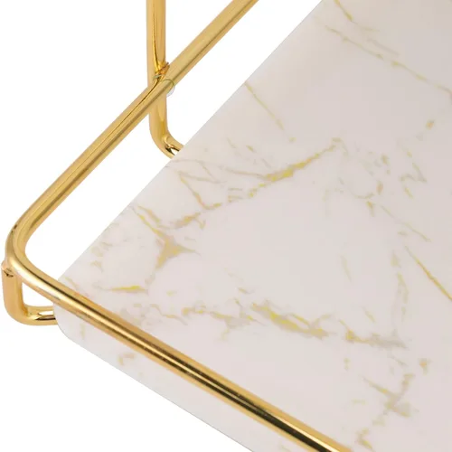 Vista 3 de Fydun 2 Tier Cosmetic Storage Shelf Large Capacity Waterproof Gold Metal Storage Shelf Rack for Bathroom Kitchen Bedroom