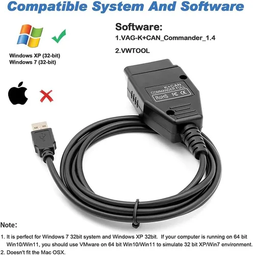 Vista 5 de OBD2 K+CAN Commander 1.4 Cable lector de código FTDI FT232RL chip OBDII herramienta de diagnóstico escáner para VAG para Audi para VW para Skoda