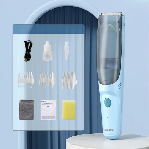 Vista 6 de Cortadora de pelo para bebés, afeitadora de pelo eléctrica, kit de corte de pelo para bebés, succión USB, seguridad y resistente al agua