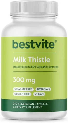 BESTVITE Cardo mariano 300 mg (240 cápsulas vegetales) - estandarizado al