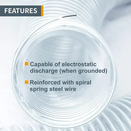 Vista 5 de POWERTEC Manguera de recogida de polvo de PVC de 2-1/2 pulgadas x 5 pies con 2 abrazaderas de manguera de acero inoxidable para sierra de mesa