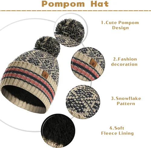 Vista 2 de Juego de bufanda y guantes de invierno para mujer, forro polar, gorro con pantalla táctil, guantes largos para mujer