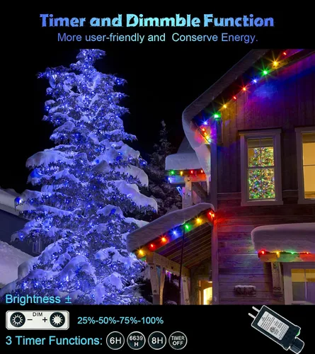 Vista 4 de 1500 LED 469FT Extra Long Christmas Lights Outdoor Indoor Fairy String Lights 12 Modes with Dimmable Timer Memory, Waterproof Green Wire Twinkle