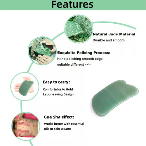 Vista 2 de Herramienta facial de Gua Sha para la barbilla herramienta de masaje de piedra de jade natural Gua Sha Junta para terapia de acupuntura de spa