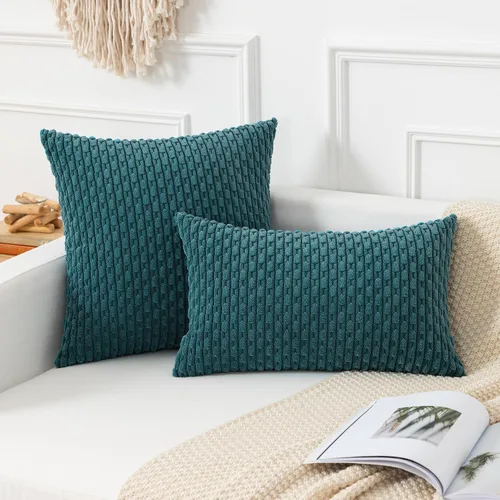 Vista 132 de Kevin Textile - Juego de 2 fundas de almohada decorativas de pana suave, estilo bohemio, a rayas, decoración del hogar para sofá, cama, sofá y sala