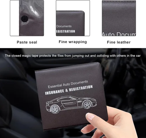 Vista 3 de 2 soportes para seguro de registro de automóvil, cartera para tarjetas y documentos con cierre de cinta mágica, para autos, camiones, SUV