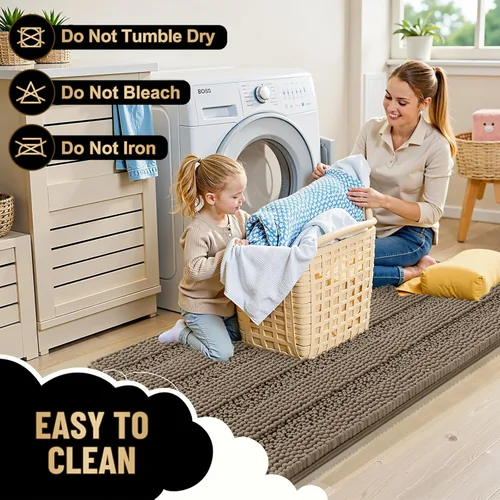 Vista 132 de OLANLY Tapetes de baño gruesos de chenilla a rayas de 30 x 20 pulgadas, extra suaves, absorbentes, con parte trasera de goma, se pueden lavar