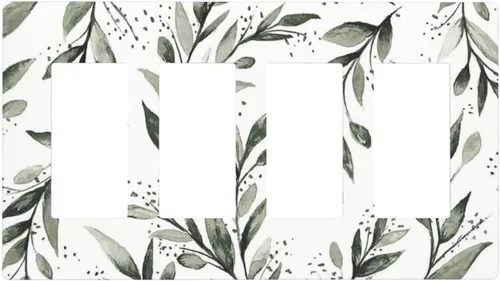 Vista 87 de Placa de Pared en Blanco de 1-Gang Sin Dispositivo Beige Lindo Vintage Boho de los 70s Hongo Fungus Planta Floral Botánica Libélula Interruptor