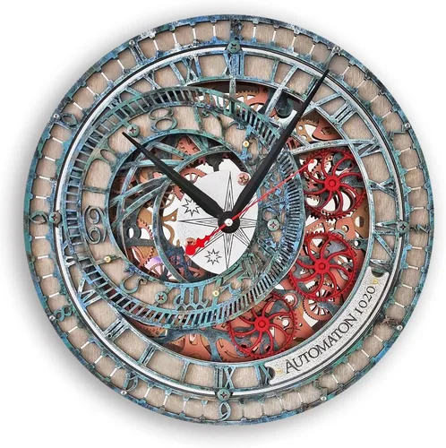 Vista 5 de Automaton Orloj Astronomical Moving Gears Wall Clock Wizard Tower Clock, Large Magic Wall Art, Personalized Gift, Open Silent Mechanism