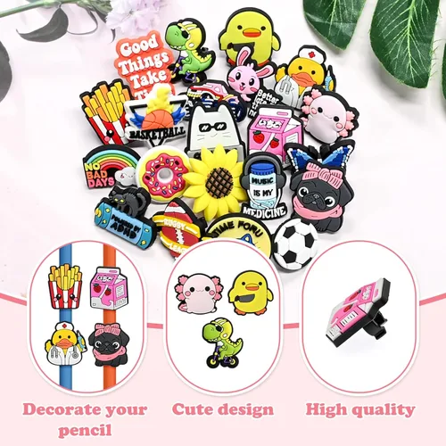 Vista 2 de 20 adornos para lápices, bonitos dijes para lápices para decoración de premios de aula, suministros escolares, recompensas de aula