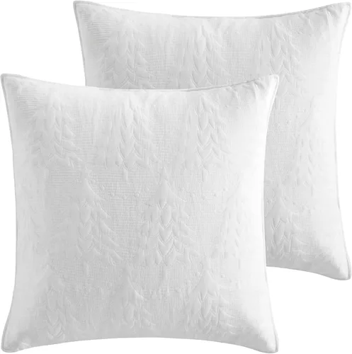 Levtex Home - O Colcha para árbol de Navidad - Juego de 2 fundas de almohada europeas - Copo de nieve - Gris y blanco - Colcha (26 x 26 pulgadas),