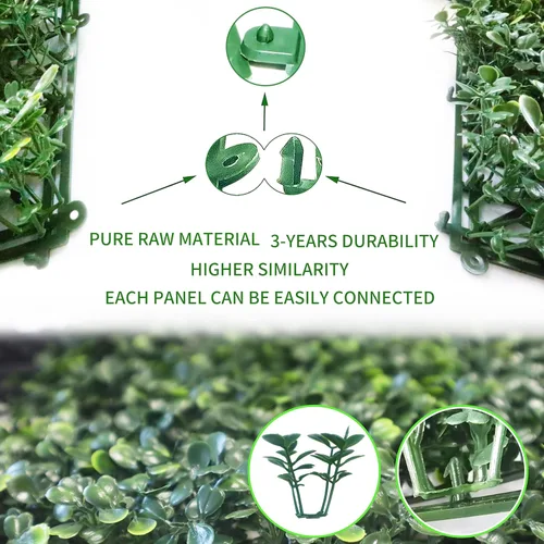 Vista 4 de NETAP Paneles de Pared de Césped Artificial Telón de Fondo, 10" x 10" (12 Piezas) Paneles de Boj Falso para Decoración de Pared Verde Exterior e