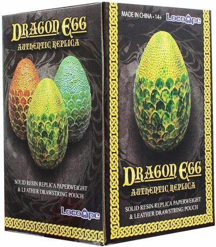 Vista 5 de Toynk Réplica de pisapapeles de huevo de dragón Resina sólida de 4.5 pulgadas Bolsa de forro polar Verde