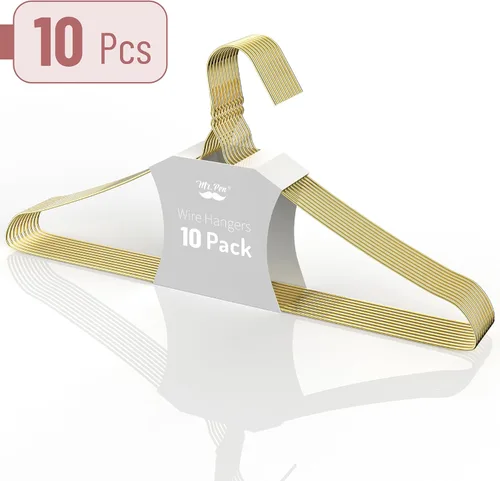 Vista 2 de Mr. Pen Ganchos de metal dorado - Paquete de 10, perchas de alambre para ropa