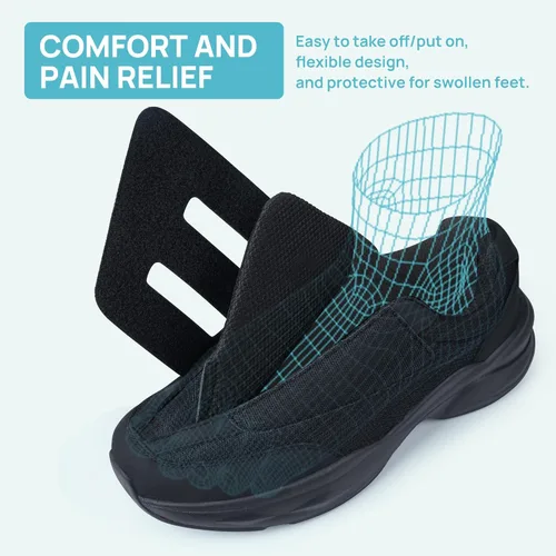 Vista 3 de Ortho + Rest Zapatos para caminar diabéticos para hombre, zapatos hinchados con cierre ajustable