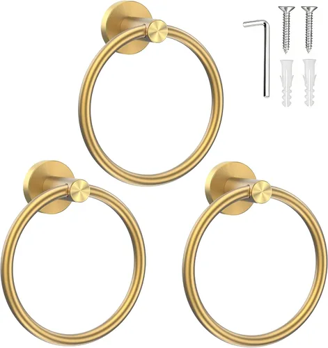 Vista 10 de SetSail - Soporte de toalla para pared de baño, anillo de toalla negro mate de acero inoxidable, soporte de toalla de mano resistente para baño