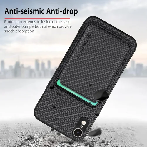 Vista 6 de Asuwish Funda de teléfono para iPhone XR 6.1 con protector de pantalla de vidrio templado, delgada y soporte para tarjeta de crédito, accesorios