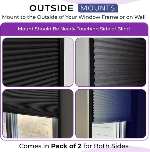 Vista 7 de Bloqueador de Luz para Ventana - Negro 60" Juego de 2 (Removible) - Rieles Laterales de Oscurecimiento para Persianas Celulares y Enrollables