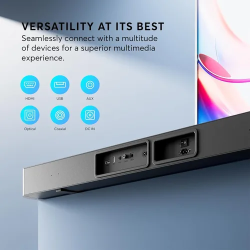 Vista 4 de GEOYEAO Barra de sonido, altavoz 2.1 con Dolby Atmos, seis altavoces de 190 W, barras de sonido de 37 pulgadas para TV, Bluetooth y sistema