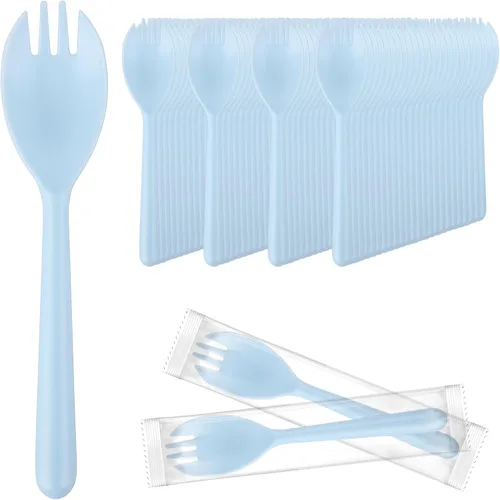 Vista 16 de EUSOAR Tenedores y cucharas desechables a granel, 50 piezas de plástico de 5.5 x 1.2 pulgadas, cucharas de tenedor de servicio de cubiertos Negro