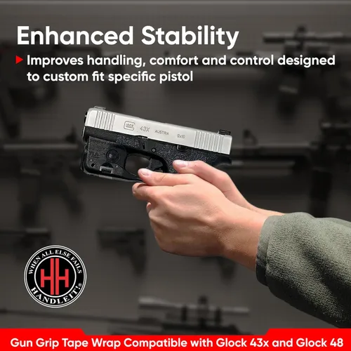 Vista 5 de Handleitgrips Handgun Grip Tape Compatible with Glock 43x and Glock 48 - Rubber Pistol Grip Wrap Tape, Easy Install Accessories, Veteran Owned, Made