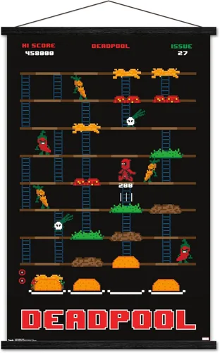 Vista 8 de Trends International Marvel Comics Deadpool - Póster de pared de juego, 22.4 pulgadas de largo x 14.7 pulgadas, versión enmarcada de madera