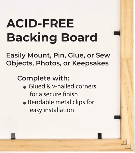 Vista 6 de Caja de sombra pequeña marrón oscuro de 4 x 4 pulgadas, marco de madera con parte trasera blanca sin ácidos, acrílico UV y accesorios para colgar